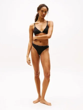 Tanga in cotone elasticizzato con logo ripetuto