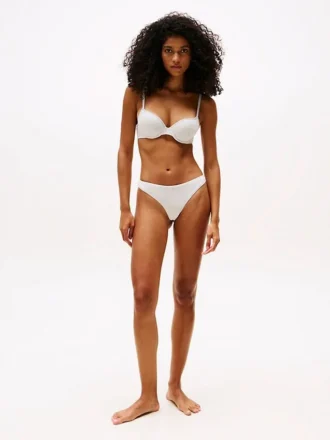 Tanga in cotone elasticizzato con logo ripetuto