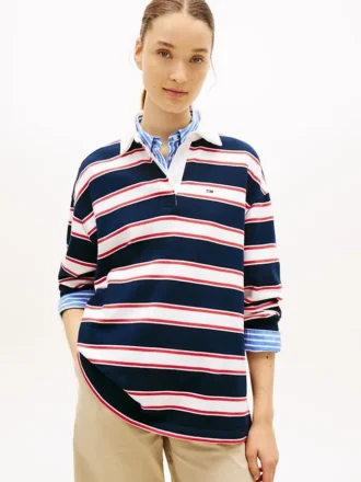 Tommy Jeans Felpa da rugby a righe dal taglio morbido