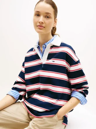 Tommy Jeans Felpa da rugby a righe dal taglio morbido