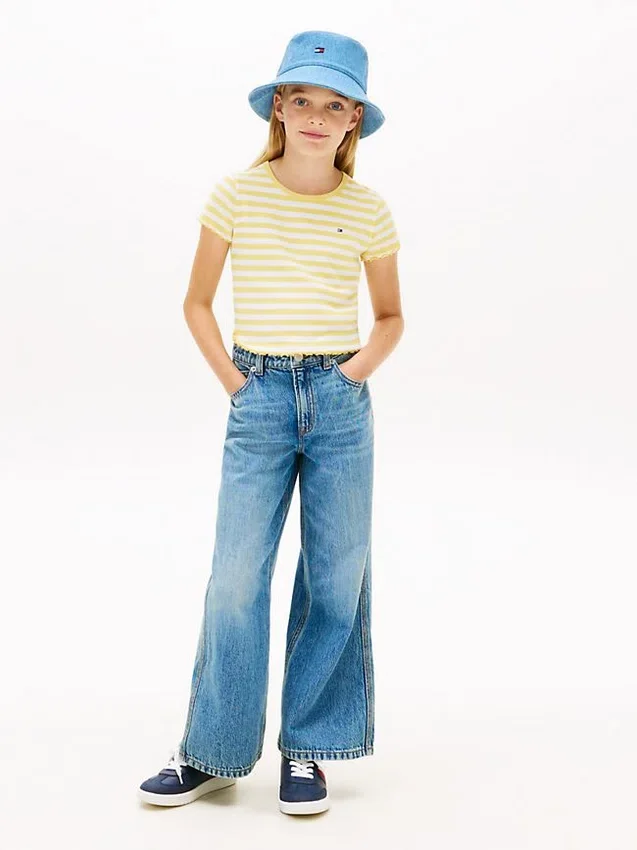 Top a costine con bordi a zig-zag per bambini Top a costine con bordi a zig-zag per bambini