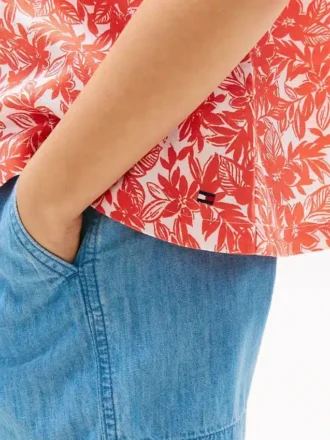Top a maniche a sbuffo con stampa tropicale per bambini