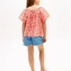 Top a maniche a sbuffo con stampa tropicale per bambini Top a maniche a sbuffo con stampa tropicale per bambini