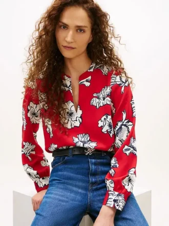 Top in crêpe con stampa floreale