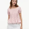 Top in popeline a righe arricciato Top in popeline a righe arricciato