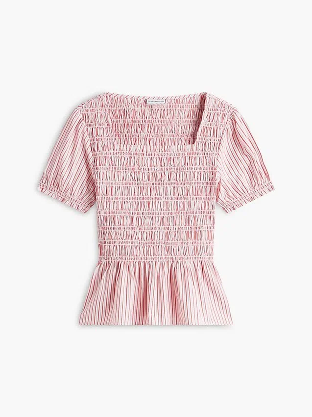 Top in popeline a righe arricciato Top in popeline a righe arricciato