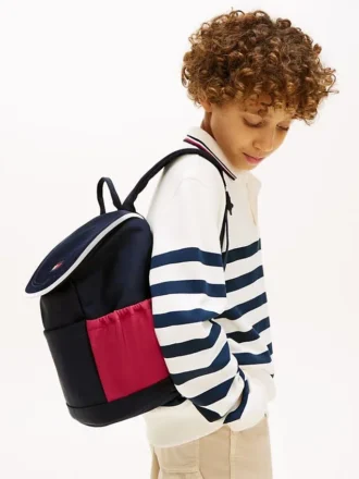 Zaino con patta a blocchi di colore per bambini